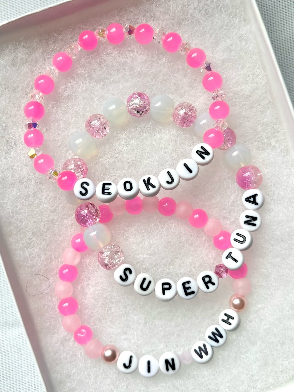 (3pcs) BTS JIN SEOKJIN BIAS PINK BRACELET BUNDLE